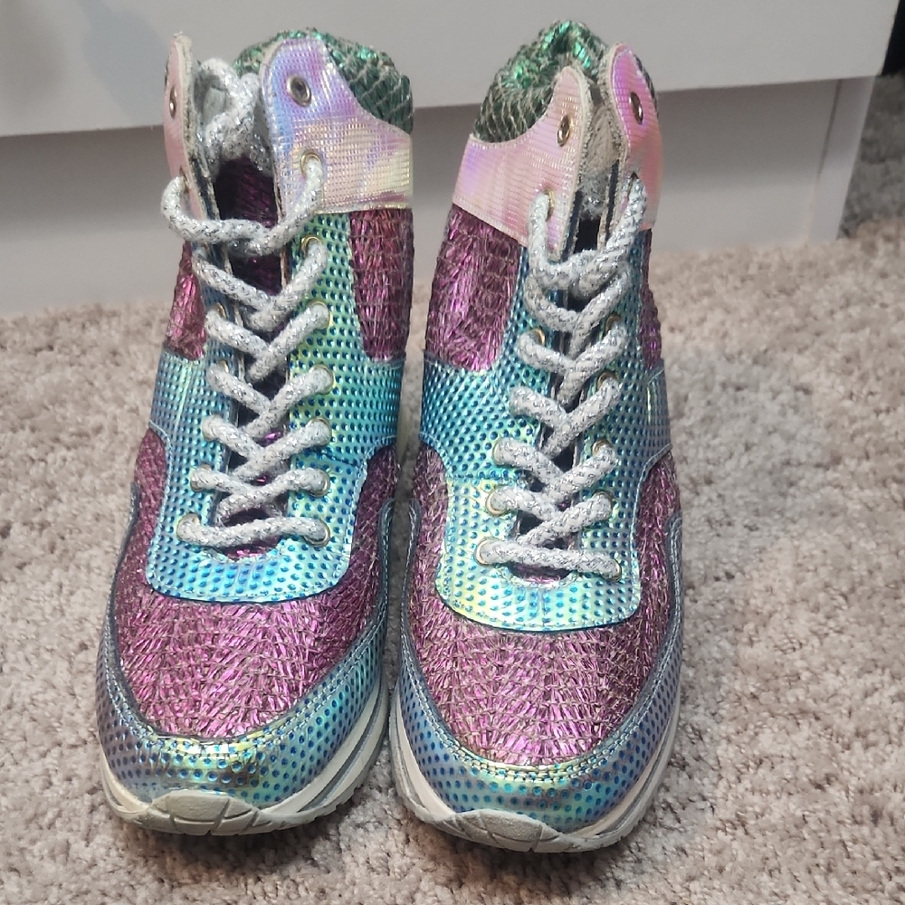 Women's Iridescent High-Top Sneakers